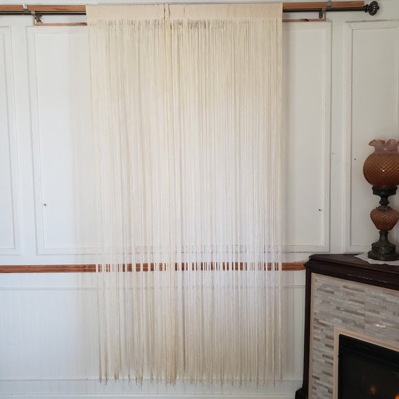 Curtain Panel All Fringe Rod Pocket 42W x 72L Panel All Fringe Ivory - Picture 8 of 8